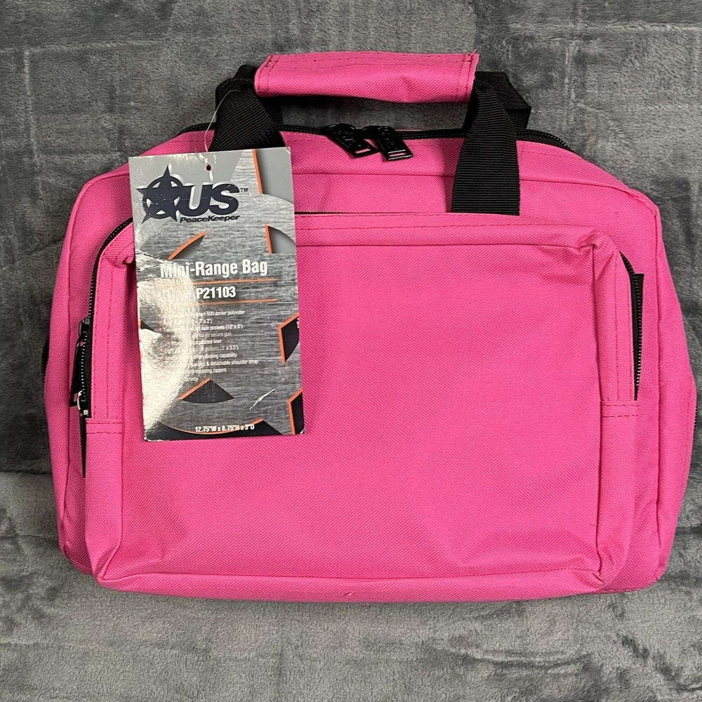 US PeaceKeeper Mini Range Bag Compact Design for Handguns & Accessories Hot Pink
